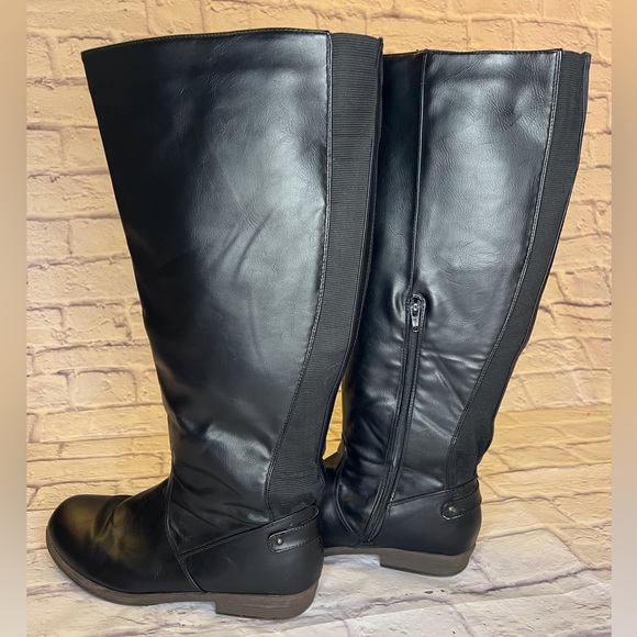 Women’s Black Wide Calf Riding Boots Size 11 - Picture 2 of 10